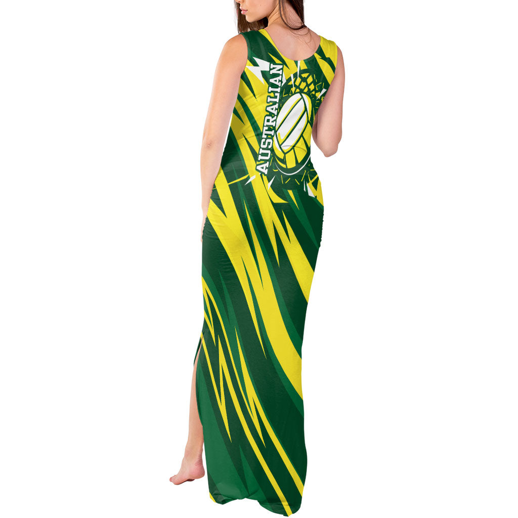 Australian Diamonds Netball Tank Maxi Dress Sharp Abstract Slash Pattern With Netball Graphic Art