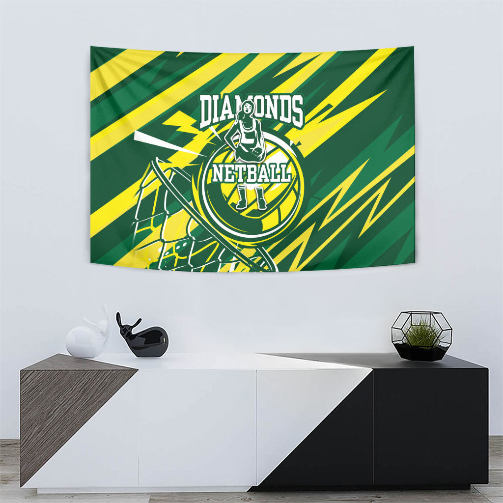 Australian Diamonds Netball Tapestry Sharp Abstract Slash Pattern With Netball Graphic Art