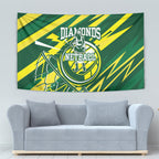 Australian Diamonds Netball Tapestry Sharp Abstract Slash Pattern With Netball Graphic Art