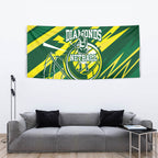 Australian Diamonds Netball Tapestry Sharp Abstract Slash Pattern With Netball Graphic Art