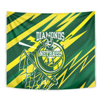 Australian Diamonds Netball Tapestry Sharp Abstract Slash Pattern With Netball Graphic Art