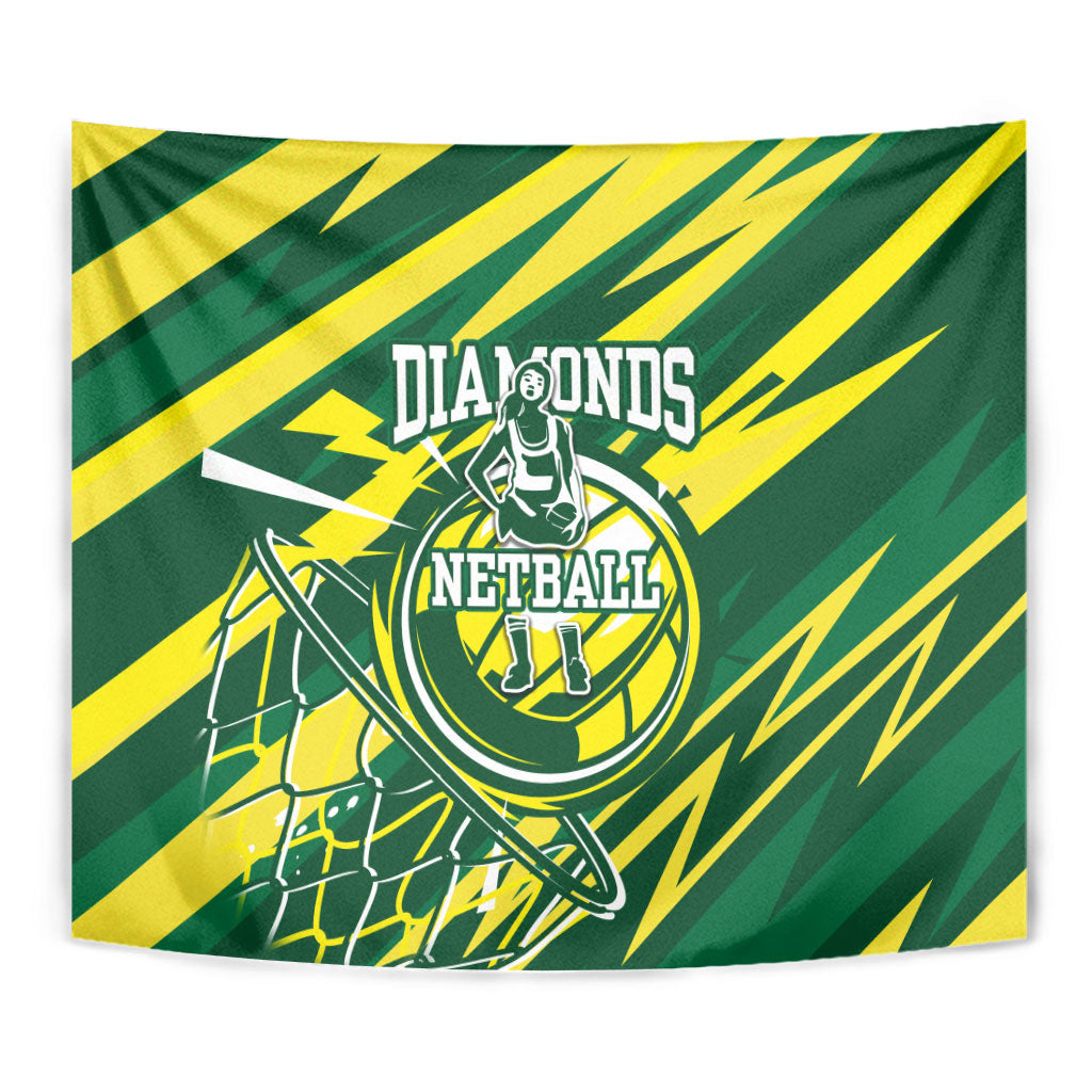 Australian Diamonds Netball Tapestry Sharp Abstract Slash Pattern With Netball Graphic Art