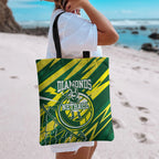 Australian Diamonds Netball Tote Bag Sharp Abstract Slash Pattern With Netball Graphic Art
