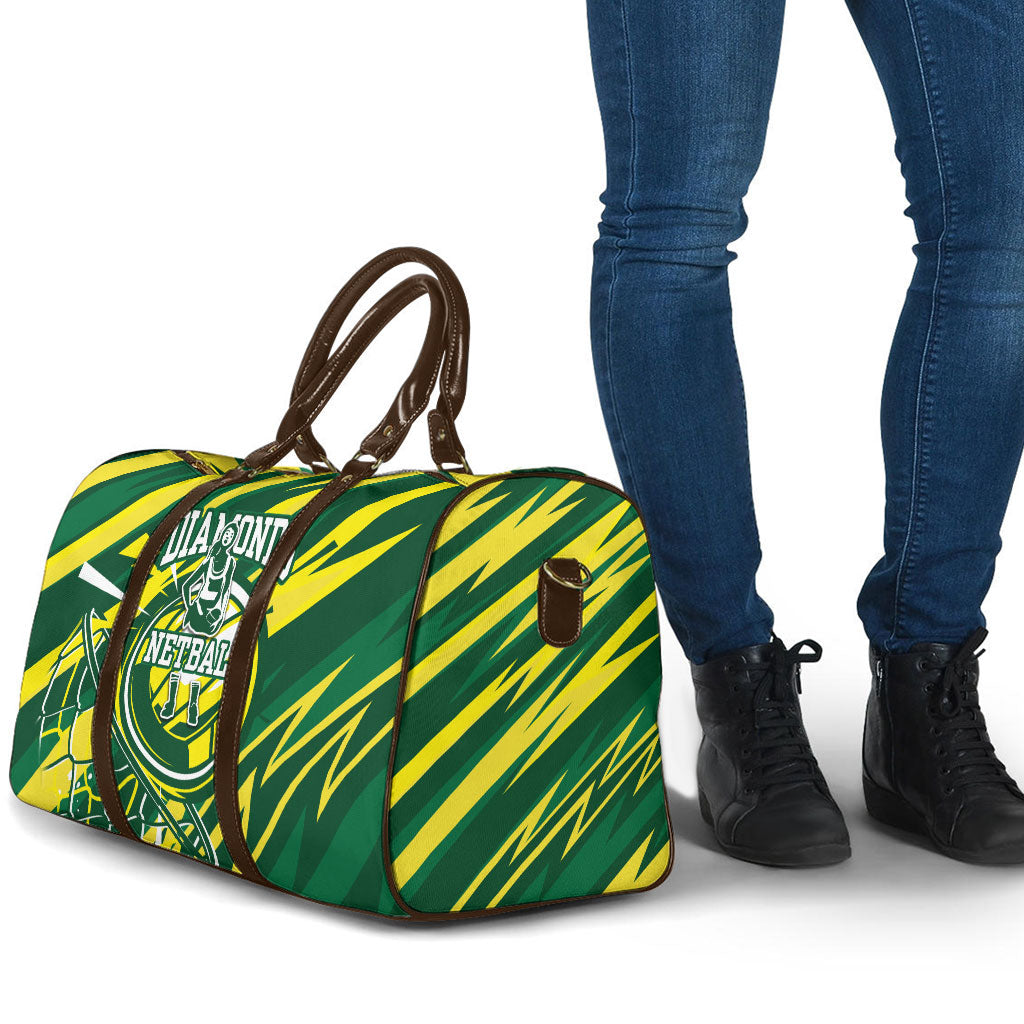 Australian Diamonds Netball Travel Bag Sharp Abstract Slash Pattern With Netball Graphic Art