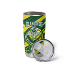 Australian Diamonds Netball Tumbler Cup Sharp Abstract Slash Pattern With Netball Graphic Art