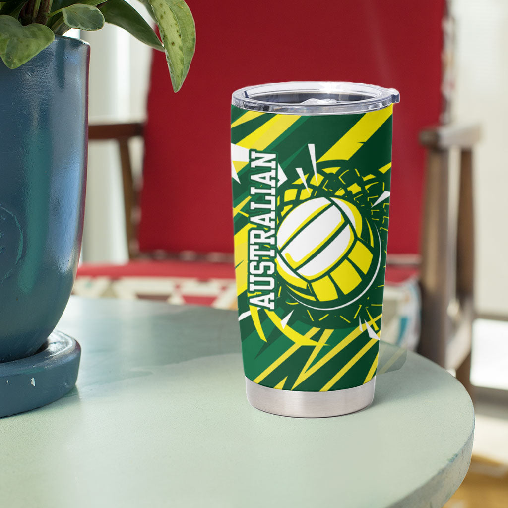 Australian Diamonds Netball Tumbler Cup Sharp Abstract Slash Pattern With Netball Graphic Art