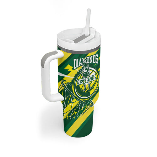Australian Diamonds Netball Tumbler With Handle Sharp Abstract Slash Pattern With Netball Graphic Art