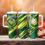 Australian Diamonds Netball Tumbler With Handle Sharp Abstract Slash Pattern With Netball Graphic Art