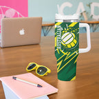 Australian Diamonds Netball Tumbler With Handle Sharp Abstract Slash Pattern With Netball Graphic Art