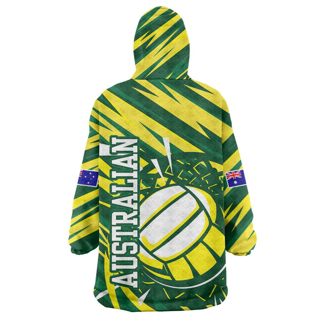 Australian Diamonds Netball Wearable Blanket Hoodie Sharp Abstract Slash Pattern With Netball Graphic Art