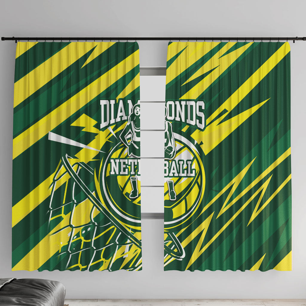 Australian Diamonds Netball Window Curtain Sharp Abstract Slash Pattern With Netball Graphic Art
