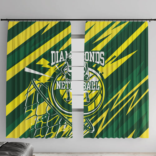 Australian Diamonds Netball Window Curtain Sharp Abstract Slash Pattern With Netball Graphic Art