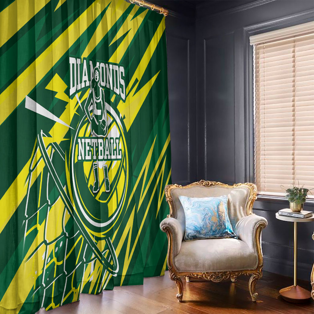 Australian Diamonds Netball Window Curtain Sharp Abstract Slash Pattern With Netball Graphic Art