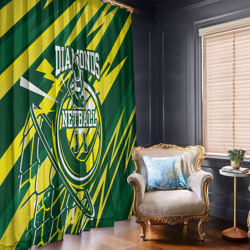 Australian Diamonds Netball Window Curtain Sharp Abstract Slash Pattern With Netball Graphic Art