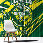 Australian Diamonds Netball Window Curtain Sharp Abstract Slash Pattern With Netball Graphic Art