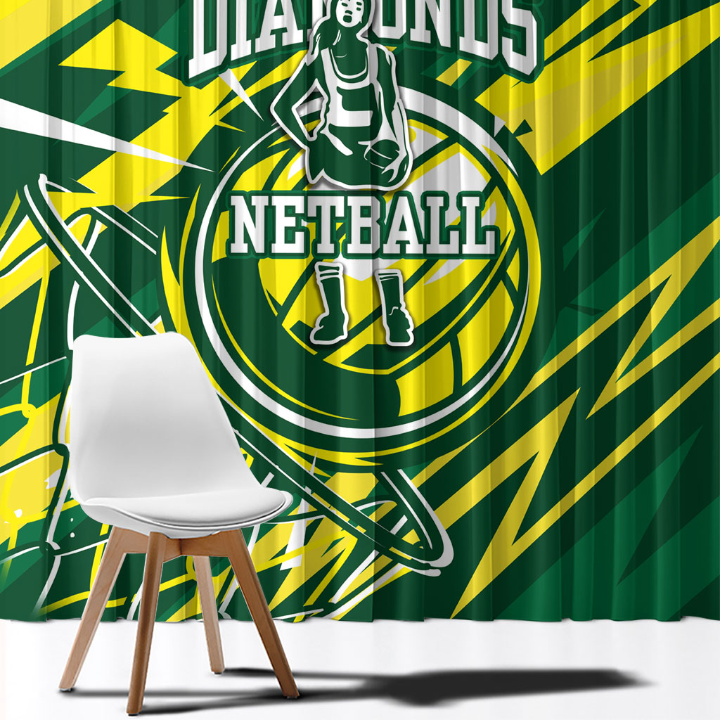 Australian Diamonds Netball Window Curtain Sharp Abstract Slash Pattern With Netball Graphic Art