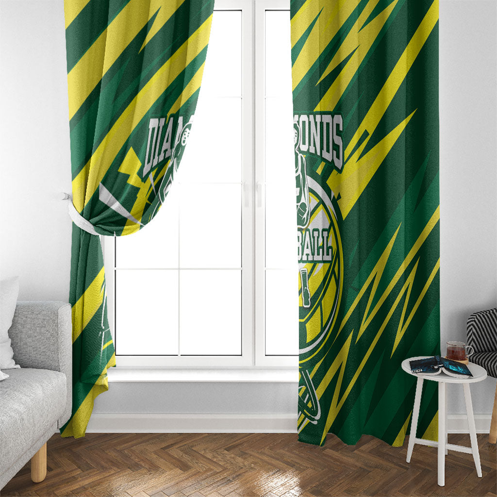Australian Diamonds Netball Window Curtain Sharp Abstract Slash Pattern With Netball Graphic Art
