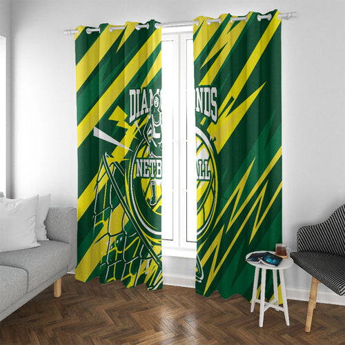 Australian Diamonds Netball Window Curtain Sharp Abstract Slash Pattern With Netball Graphic Art