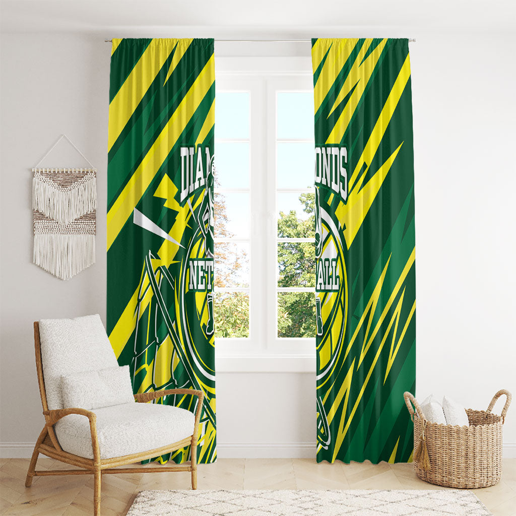 Australian Diamonds Netball Window Curtain Sharp Abstract Slash Pattern With Netball Graphic Art
