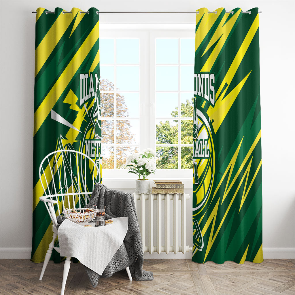 Australian Diamonds Netball Window Curtain Sharp Abstract Slash Pattern With Netball Graphic Art