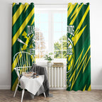 Australian Diamonds Netball Window Curtain Sharp Abstract Slash Pattern With Netball Graphic Art