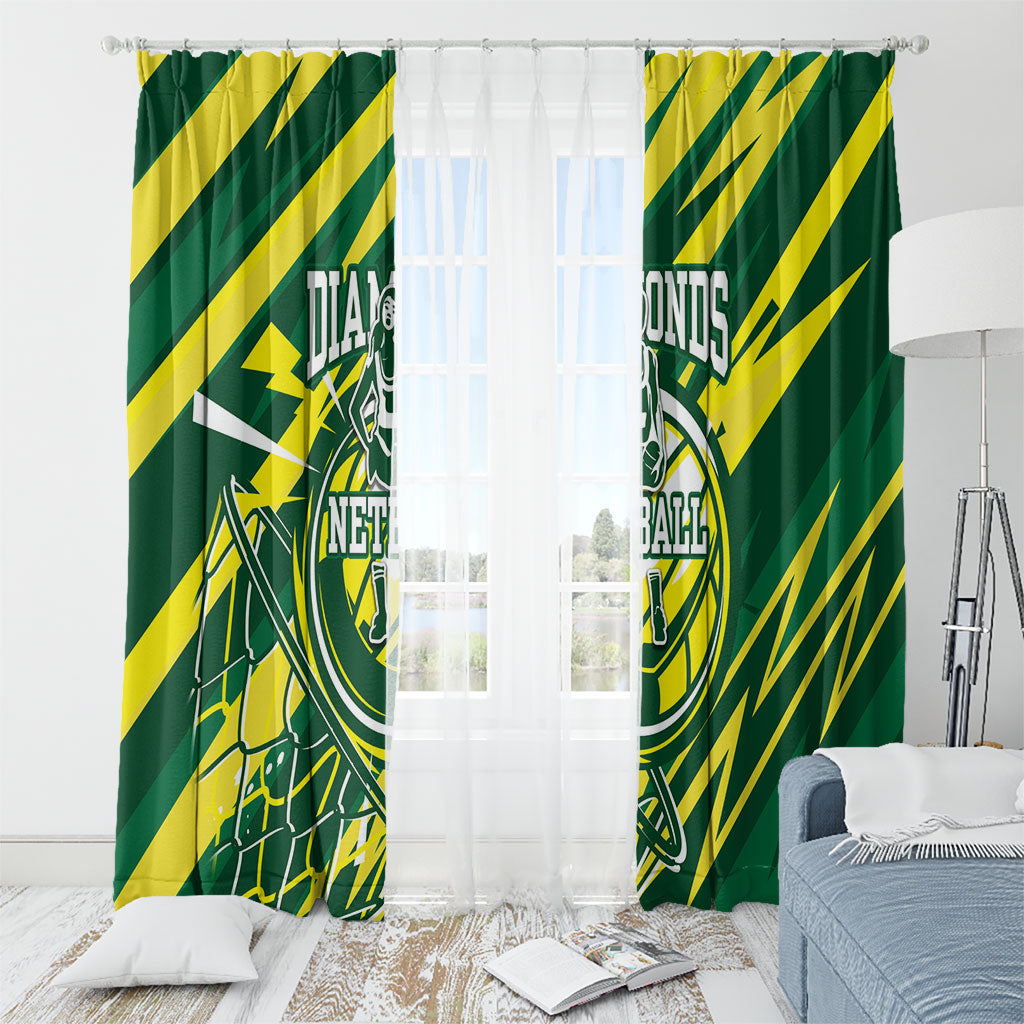 Australian Diamonds Netball Window Curtain Sharp Abstract Slash Pattern With Netball Graphic Art