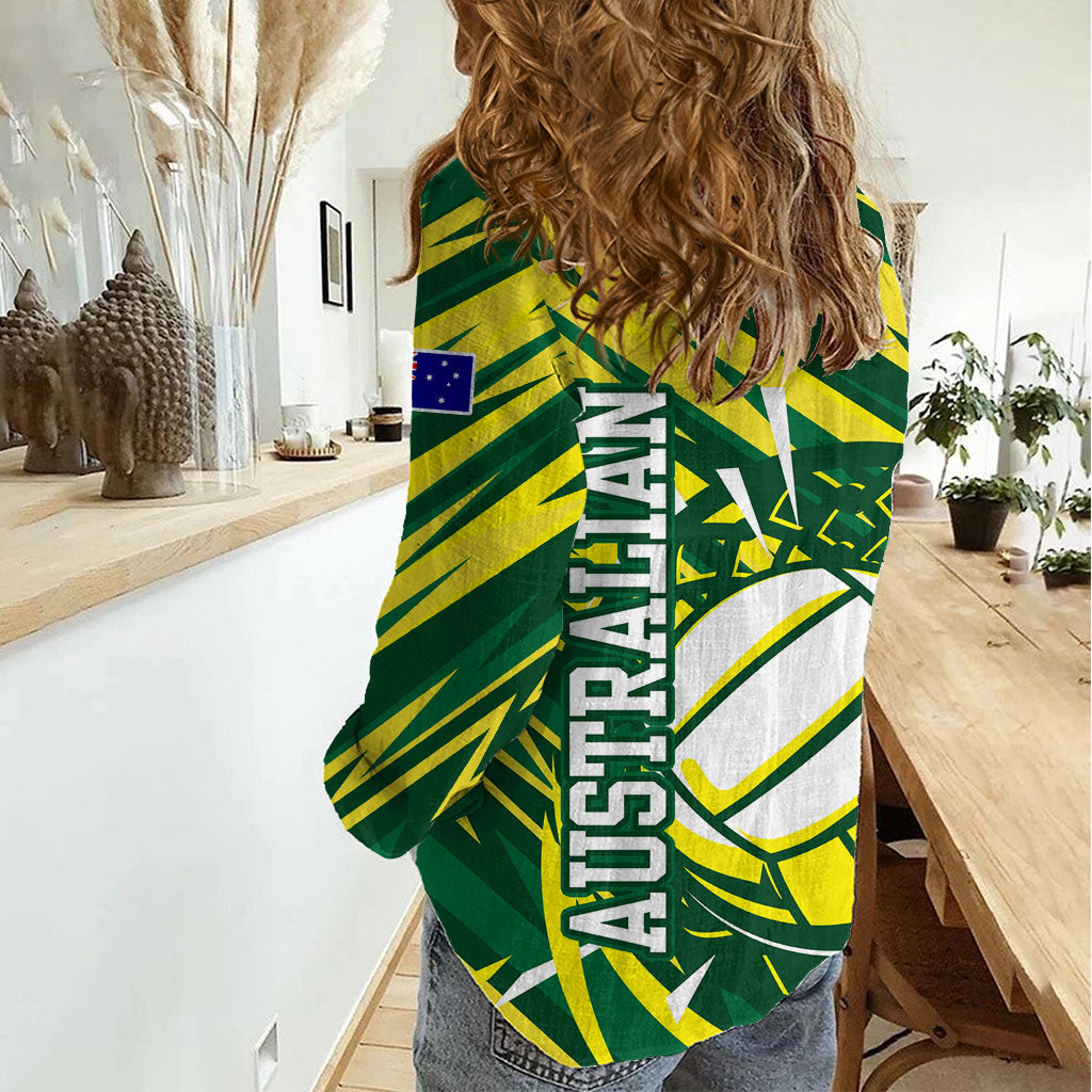 Australian Diamonds Netball Women Casual Shirt Sharp Abstract Slash Pattern With Netball Graphic Art