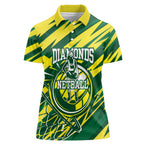 Australian Diamonds Netball Women Polo Shirt Sharp Abstract Slash Pattern With Netball Graphic Art