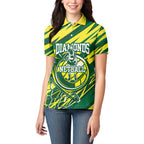 Australian Diamonds Netball Women Polo Shirt Sharp Abstract Slash Pattern With Netball Graphic Art