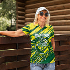 Australian Diamonds Netball Women Polo Shirt Sharp Abstract Slash Pattern With Netball Graphic Art
