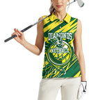 Australian Diamonds Netball Women Sleeveless Polo Shirt Sharp Abstract Slash Pattern With Netball Graphic Art