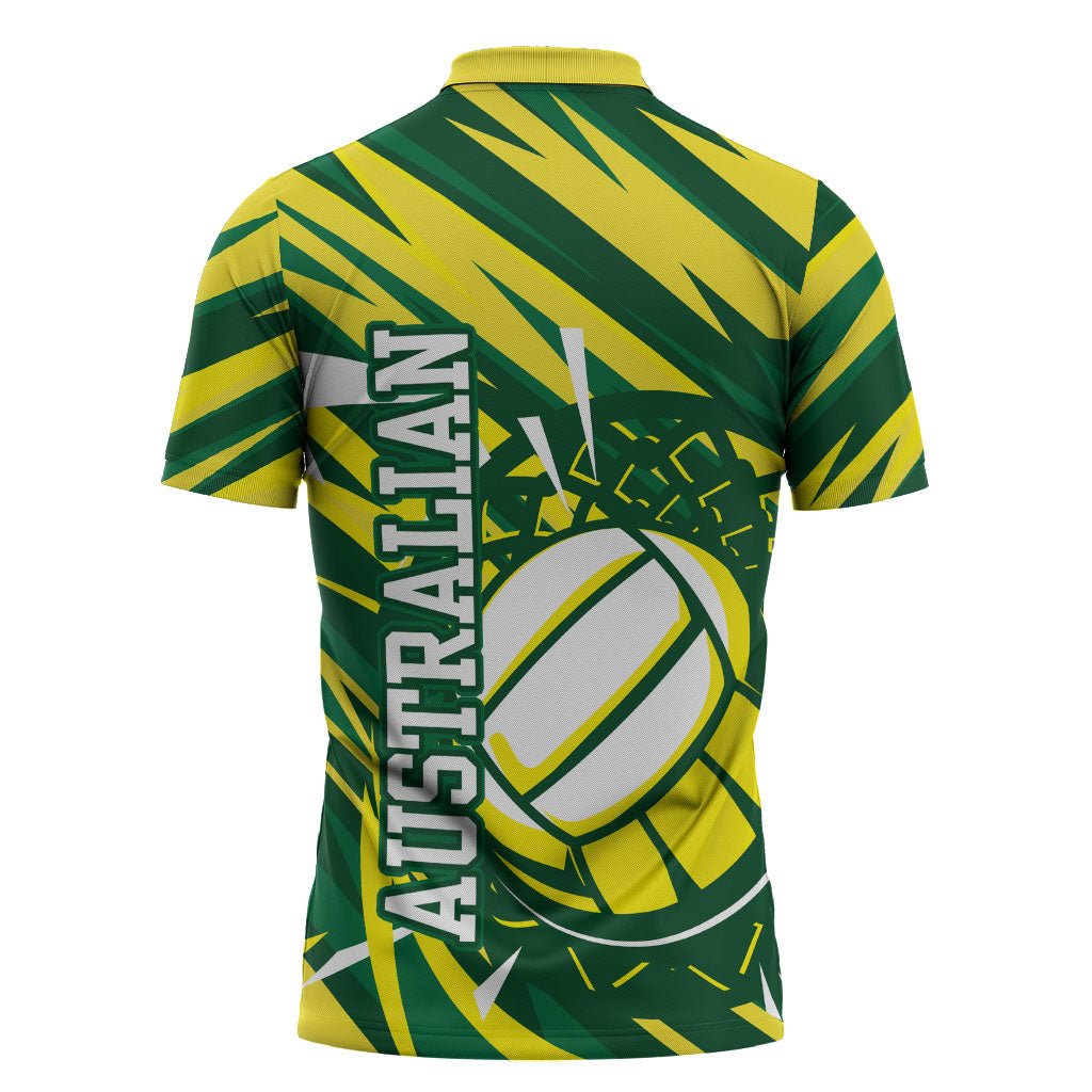 Australian Diamonds Netball Zipper Polo Shirt Sharp Abstract Slash Pattern With Netball Graphic Art