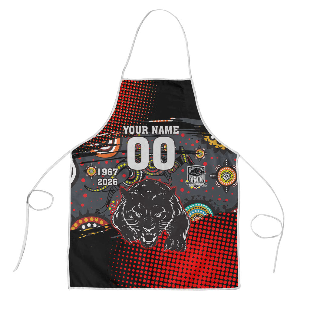 Personalised Panthers 60th Anniversary Apron Aboriginal Indigenous Dot Art - Halftone Pattern 1967-2026