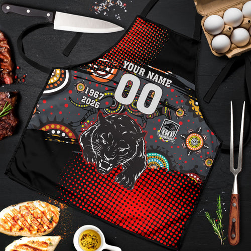 Personalised Panthers 60th Anniversary Apron Aboriginal Indigenous Dot Art - Halftone Pattern 1967-2026