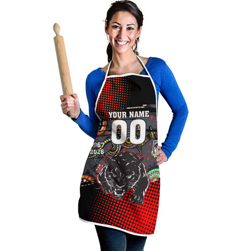 Personalised Panthers 60th Anniversary Apron Aboriginal Indigenous Dot Art - Halftone Pattern 1967-2026