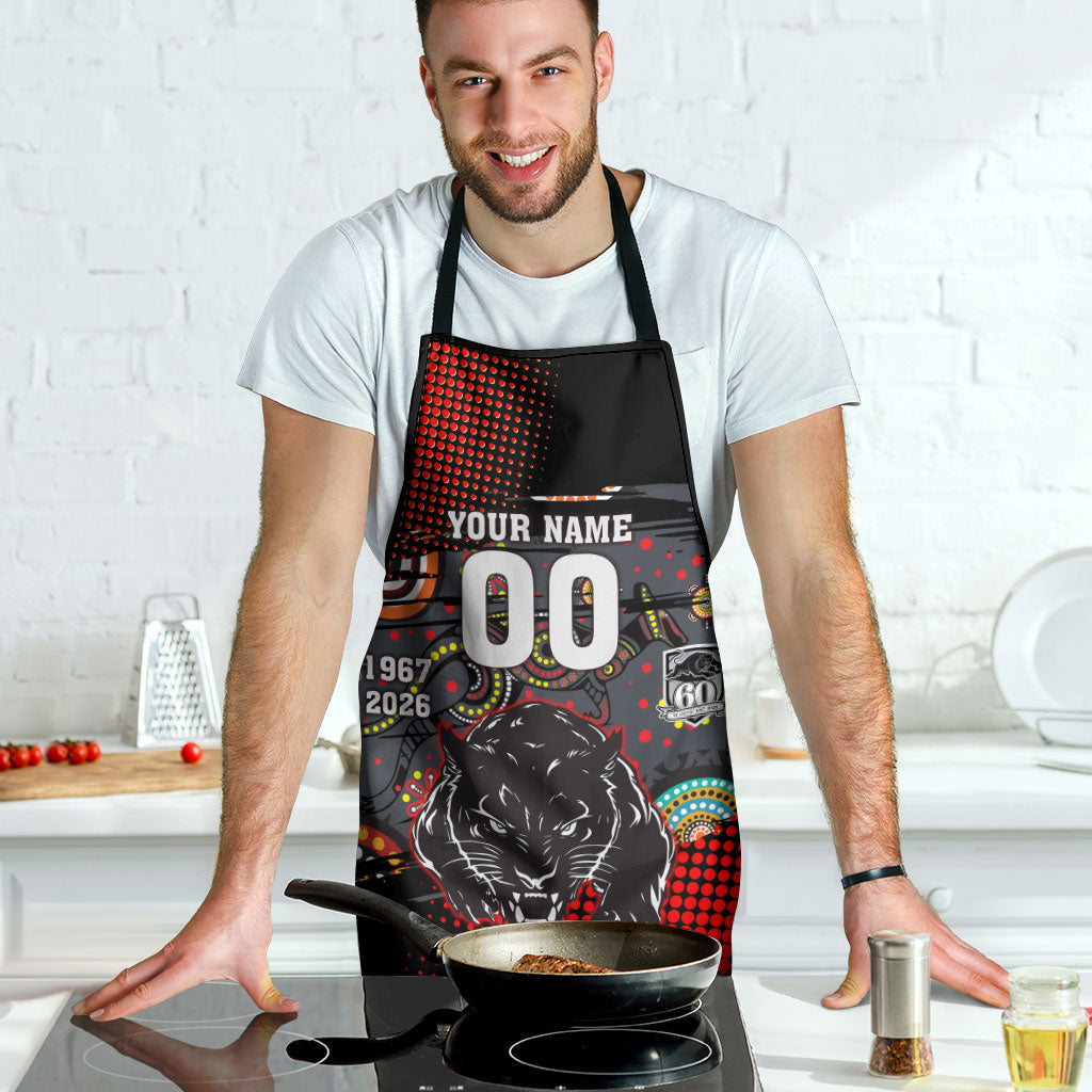 Personalised Panthers 60th Anniversary Apron Aboriginal Indigenous Dot Art - Halftone Pattern 1967-2026