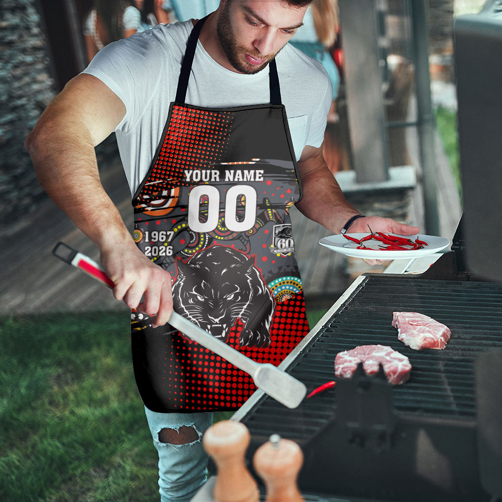 Personalised Panthers 60th Anniversary Apron Aboriginal Indigenous Dot Art - Halftone Pattern 1967-2026