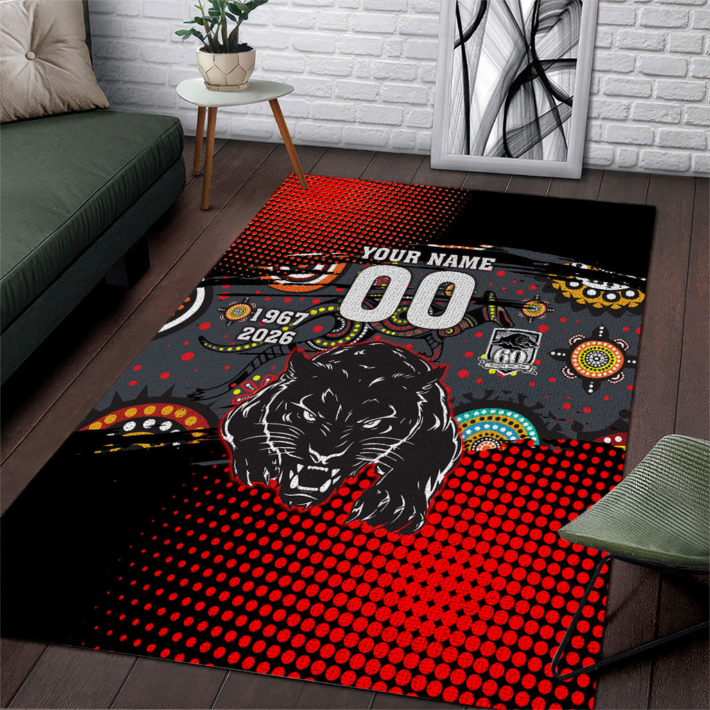 Personalised Panthers 60th Anniversary Area Rug Aboriginal Indigenous Dot Art - Halftone Pattern 1967-2026