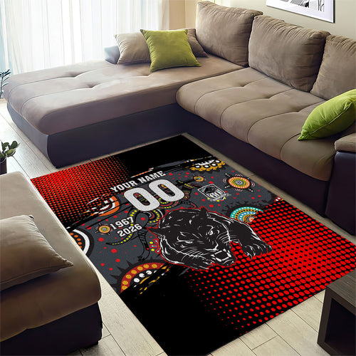 Personalised Panthers 60th Anniversary Area Rug Aboriginal Indigenous Dot Art - Halftone Pattern 1967-2026