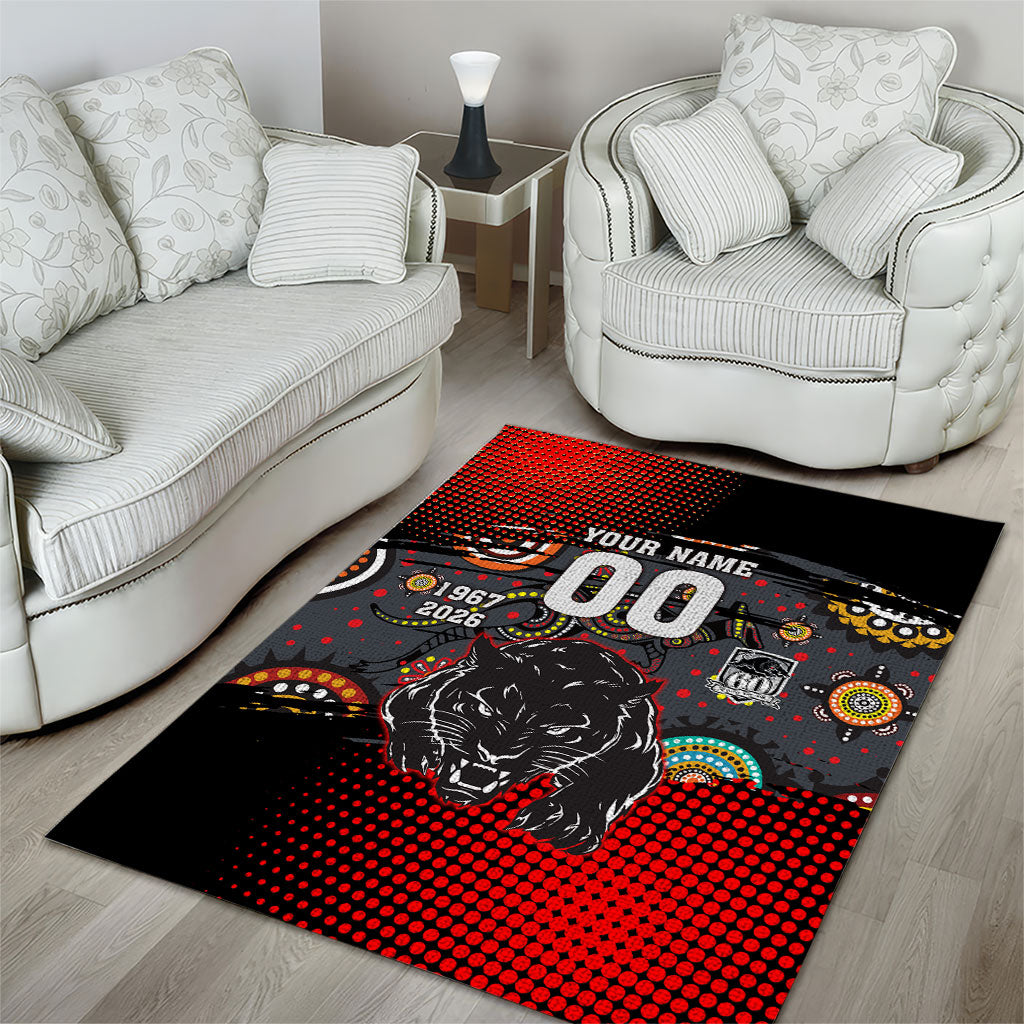 Personalised Panthers 60th Anniversary Area Rug Aboriginal Indigenous Dot Art - Halftone Pattern 1967-2026