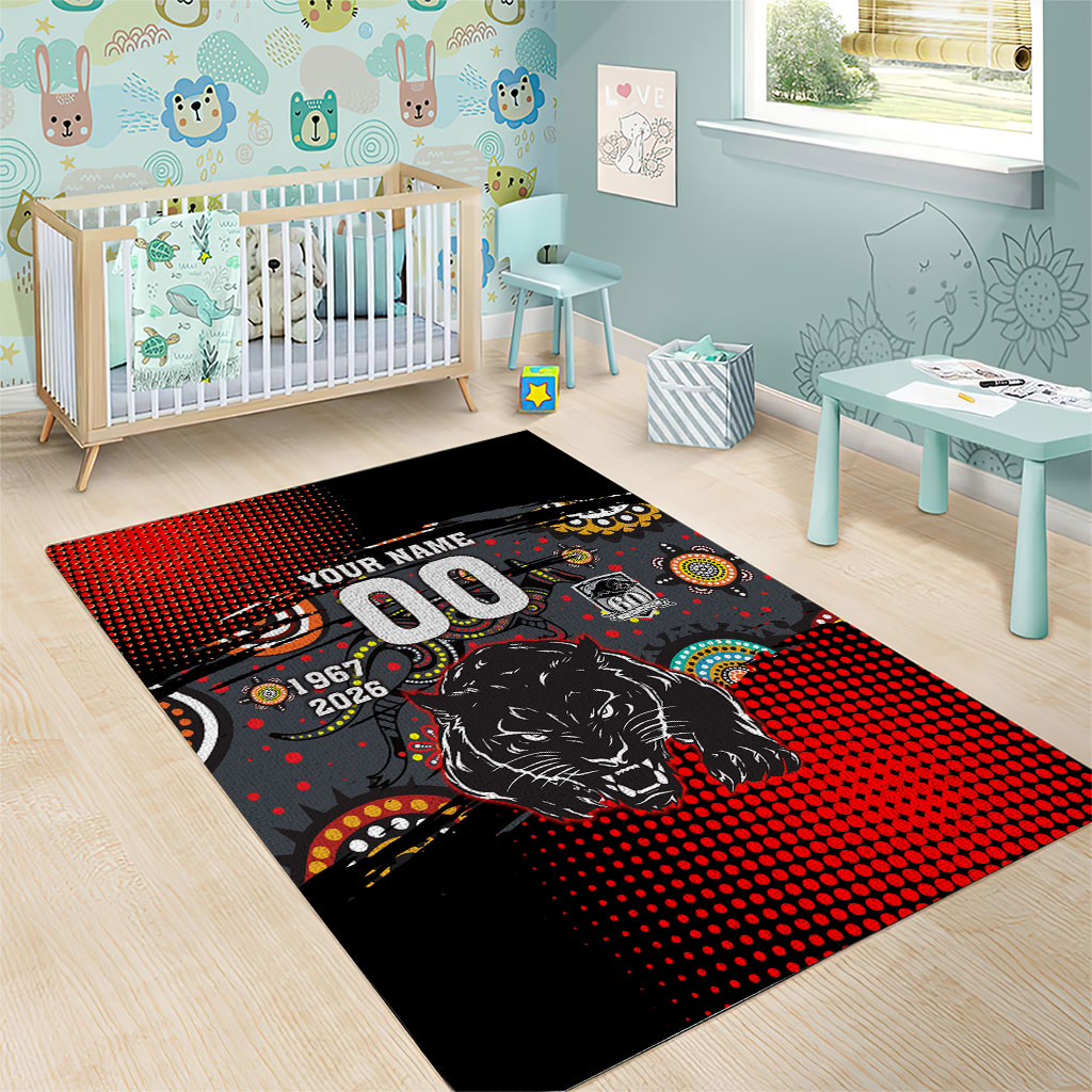 Personalised Panthers 60th Anniversary Area Rug Aboriginal Indigenous Dot Art - Halftone Pattern 1967-2026