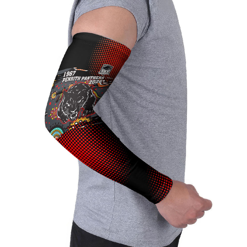 Personalised Panthers 60th Anniversary Arm Sleeves Aboriginal Indigenous Dot Art - Halftone Pattern 1967-2026