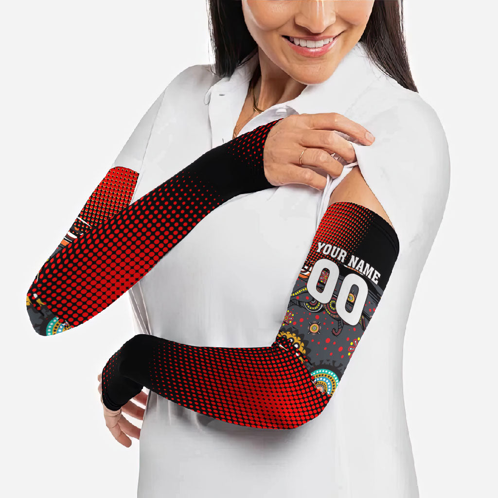 Personalised Panthers 60th Anniversary Arm Sleeves Aboriginal Indigenous Dot Art - Halftone Pattern 1967-2026