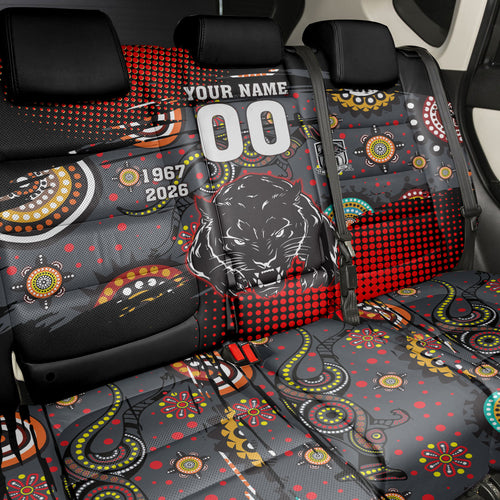 Personalised Panthers 60th Anniversary Back Car Seat Cover Aboriginal Indigenous Dot Art - Halftone Pattern 1967-2026