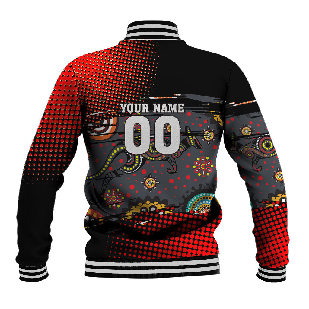 Personalised Panthers 60th Anniversary Baseball Jacket Aboriginal Indigenous Dot Art - Halftone Pattern 1967-2026