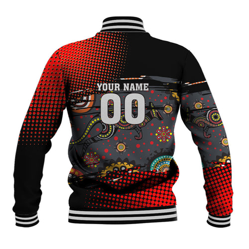 Personalised Panthers 60th Anniversary Baseball Jacket Aboriginal Indigenous Dot Art - Halftone Pattern 1967-2026
