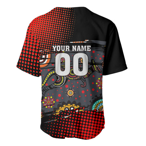 Personalised Panthers 60th Anniversary Baseball Jersey Aboriginal Indigenous Dot Art - Halftone Pattern 1967-2026