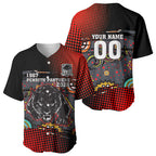 Personalised Panthers 60th Anniversary Baseball Jersey Aboriginal Indigenous Dot Art - Halftone Pattern 1967-2026