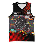 Personalised Panthers 60th Anniversary Basketball Jersey Aboriginal Indigenous Dot Art - Halftone Pattern 1967-2026
