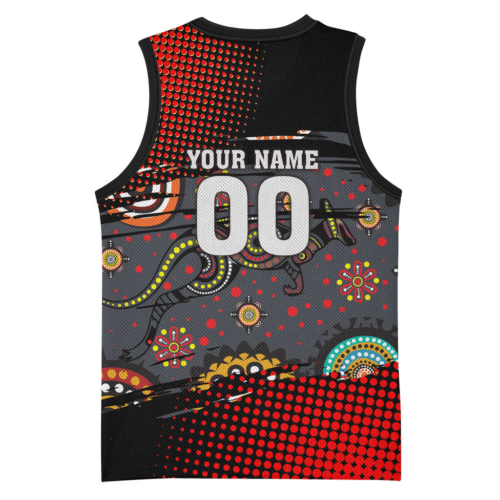 Personalised Panthers 60th Anniversary Basketball Jersey Aboriginal Indigenous Dot Art - Halftone Pattern 1967-2026